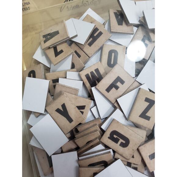 Tim Holtz idea-ology embellishments.‎ ALPHA CHIPS ELEMENTARY. 192 Pieces, New - Picture 3 of 4